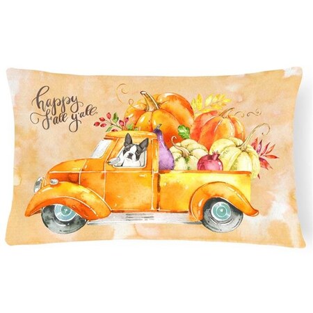 Carolines Treasures Carolines Treasures CK2610PW1216 Fall Harvest Boston Terrier Canvas Fabric Decorative Pillow CK2610PW1216